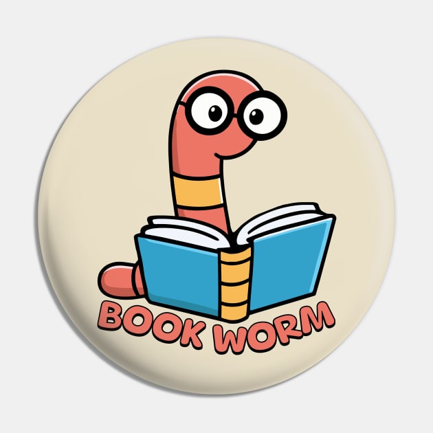 Book Worm! Cute Worm Cartoon Pin by Cute And Punny