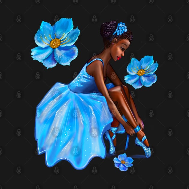 Dance Ballet blue flowers Queen Black is beautiful African American Ballerina Dancer Dancing by Artonmytee