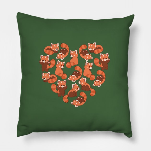 red panda heart Pillow by HollieBallardArtist