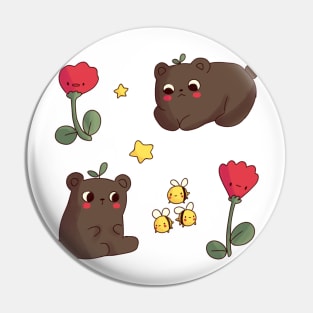 Cute bear stickers pack Pin