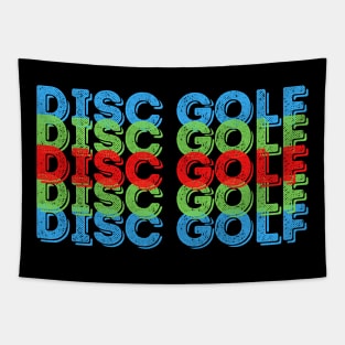 Disc Golf - Stacked red, green, blue text design Tapestry