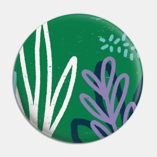 Abstract Botanical Green and Navy Print Pin