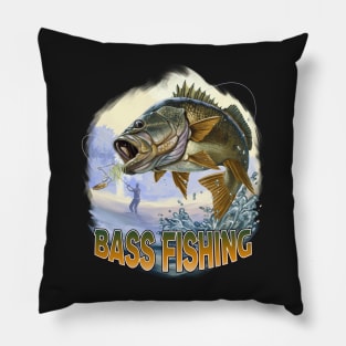 Bass Fisherman Fishing Gift USA Fisherman Christmas Gift Pillow