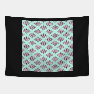 Traditional Japanese Geometric Floral Nadeshiko (Carnation) Hishi Diamond Pattern in Pastel Tones Tapestry