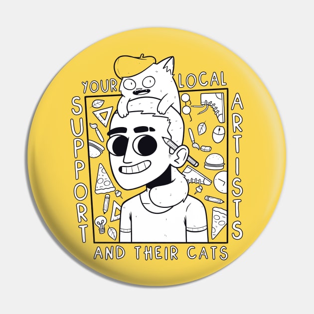 Support Your Local Artists.. and their cats Pin by georgedrawz