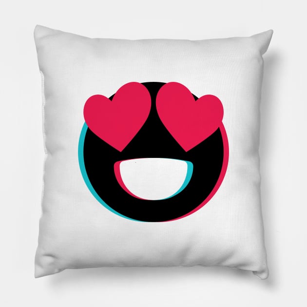 TikTok lovely eyes heart emoji smiley Black Pillow by ThingyDilly