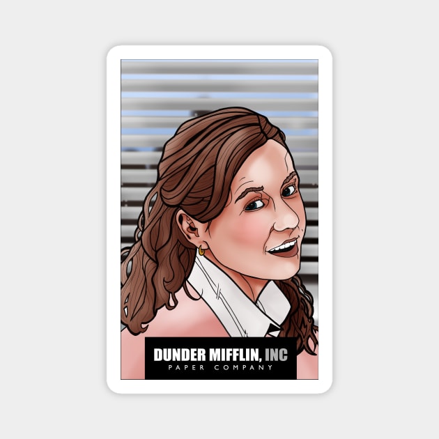 Pam Beesly Dunder Mifflin Magnet by EvoComicsInc