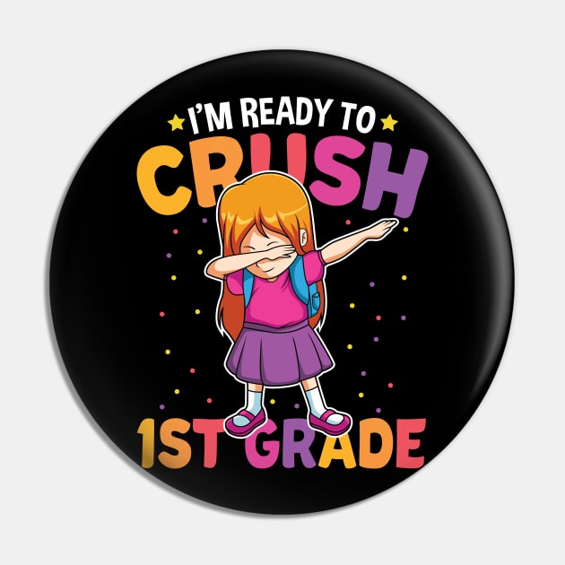 Dabbing Girl First Grade Funny Back To School Gift Pin by HCMGift