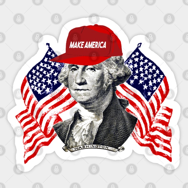 GEORGE WASHINGTON MAKE AMERICA - 4th Of July - Sticker