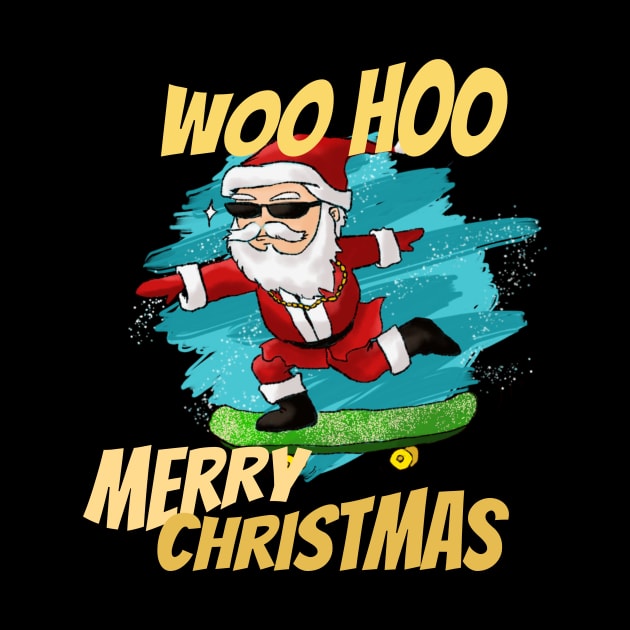 Woo Hoo Christmas Skateboarding Santa by BalmyBell