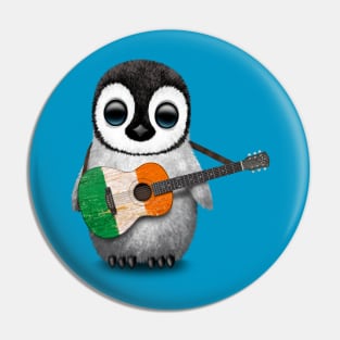 Baby Penguin Playing Irish Flag Guitar Pin