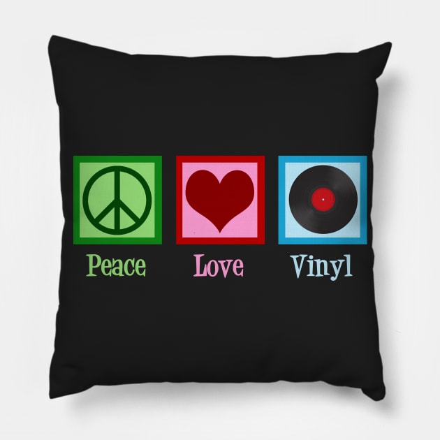 Peace Love Vinyl Records Pillow by epiclovedesigns