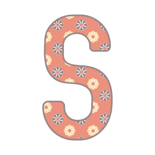 MONOGRAM LETTER S PINK FLORAL TYPOGRAPHY DESIGN T-Shirt