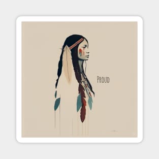 [AI Art] Proud Native American Woman With Headdress Magnet