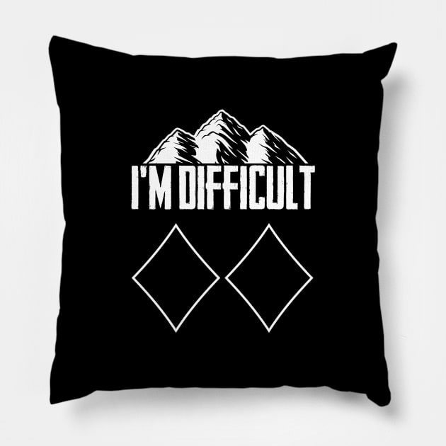 Skiing Snowboard IM Difficult Skier Winter Sports Pillow by Caskara