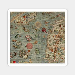 Sea Monsters and Sailing Ships - Old Map Carta Marina Magnet