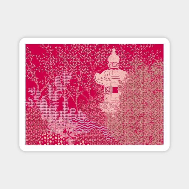 Magenta Abstract Garden Shrine Magnet by venglehart