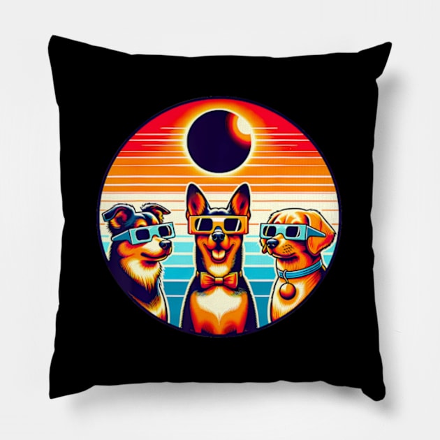 Texas April 8 2024 Astronomy Dog Solar Eclipse Pillow by SanJKaka