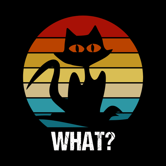 Vintage retro confused cat saying what. by Rian Whole