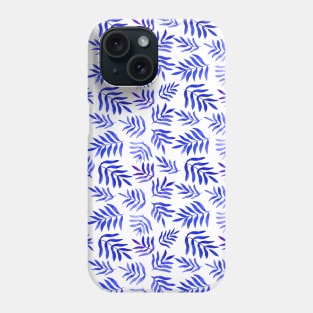 Watercolor branches pattern - blue Phone Case