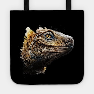 focus of scary brown komodo head Tote