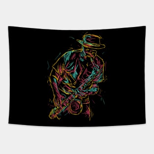 jazz saxophone player abstract Tapestry