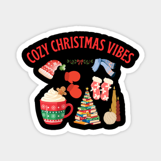 Cozy Christmas Vibes — Hot Cocoa, Mittens, Fuzzy Socks, Book Tree & Candles Magnet