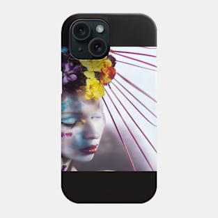 Japanese geisha and flowers Phone Case