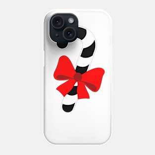 LARGE BLACK AND WHITE CHRISTMAS CANDY CAN WITH RED BOW DESIGN Phone Case