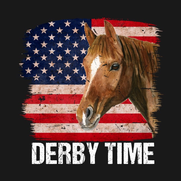Derby USA Flag Horse Vintage Derby Time by CoolFuture