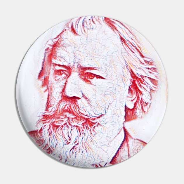 Johannes Brahms Portrait | Johannes Brahms Artwork | Line Art Pin by JustLit