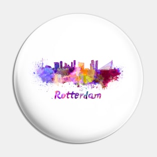 rotterdam skyline in watercolor Pin