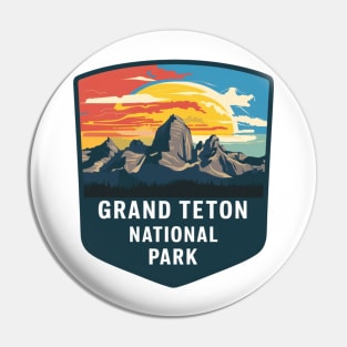 Grand Teton National Park Majestic Sunset Emblem Pin