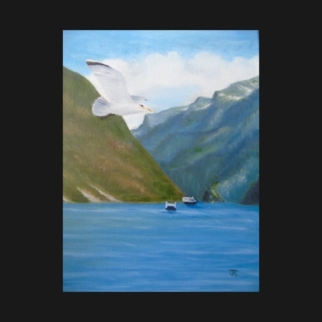 Gerainger Fjord, Norway - from a painting in Oils by JennyCathcart