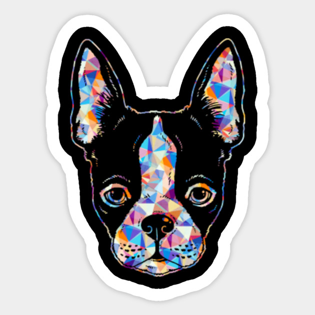Diamond Painting Rainbow Colored Boston Terrier Face Boston