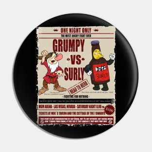 Boxing match: Grumpy vs surly cartoon design Pin