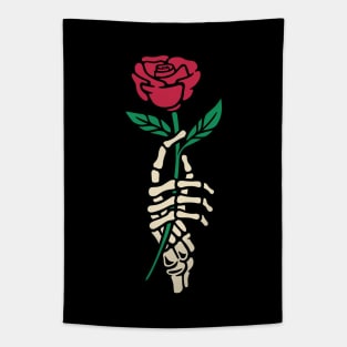 Romantic Rose Skeleton Hand Holding Flower by Tobe Fonseca Tapestry