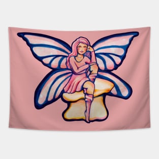 Mushroom Pink Fairy Tapestry