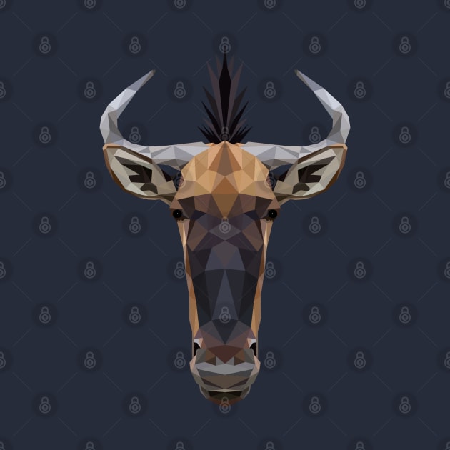 Wildebeest Low Poly Art by TheLowPolyArtist