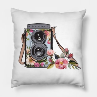 Feminine floral camera print Pillow