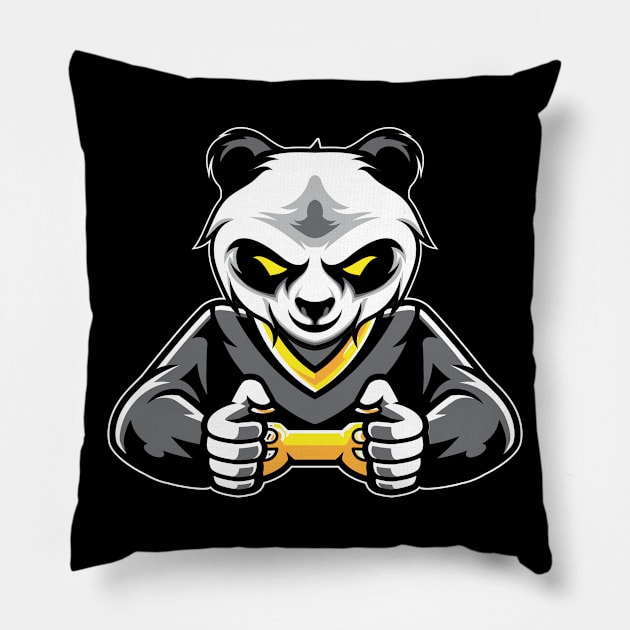 Panda Bear gaming console gambler nerd gamer video game Pillow by SpruchBastler