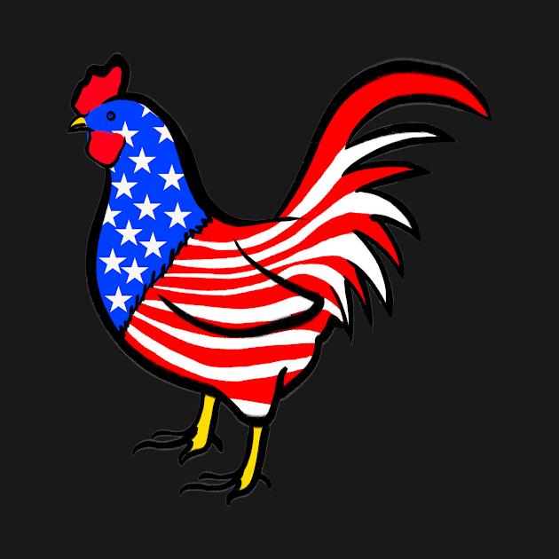 4th of July Independence Day Cock Rooster American Flag by livania