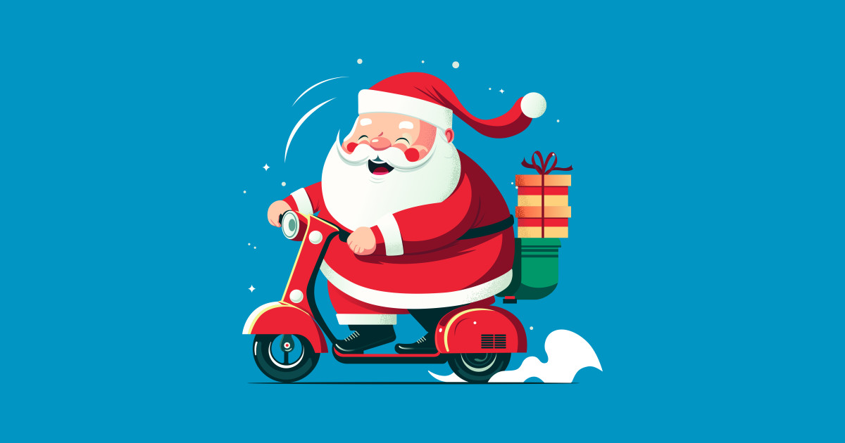 Happy Santa Claus delivery gifts with Motorcycle Santa Claus TShirt TeePublic