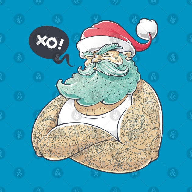 Santa Claus Christmas Hat Beard Tattoo by GeekCastle