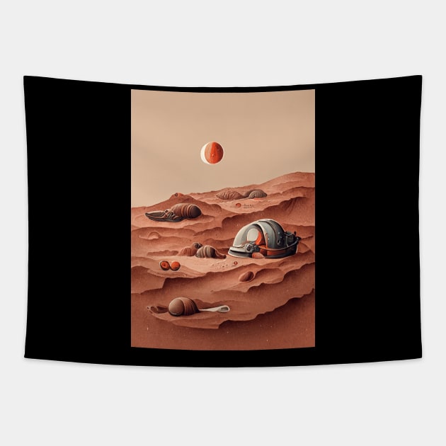 Airbnb on Mars Tapestry by deificusArt