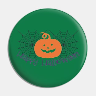 Happy Halloween Spider Net Pin