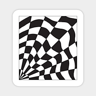 Geometric black checkered spider web design Magnet