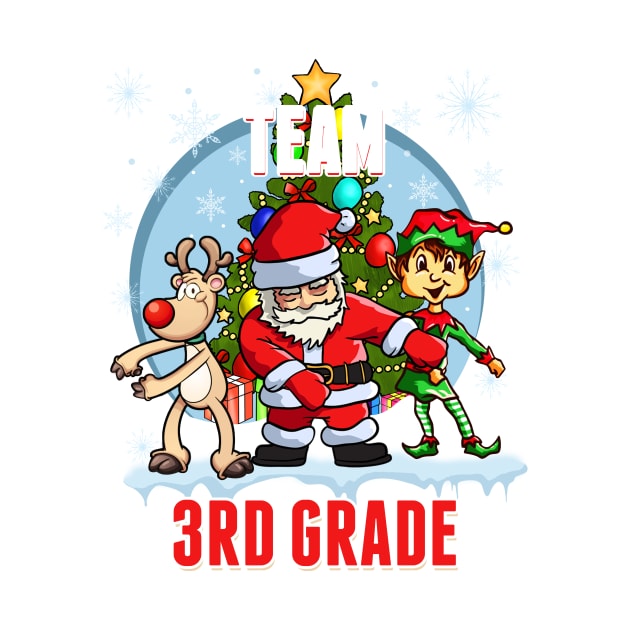 Team 3RD GRADE Santa Elf Reindeer Flossing Kids Christmas by johnbbmerch