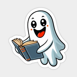 Cute ghost reading a book Magnet