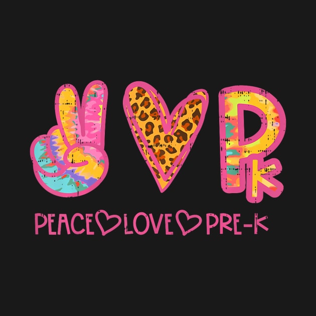 Leopard Peace Love Pre-K Prek First Day Of School Teacher by TranquilTea Haven